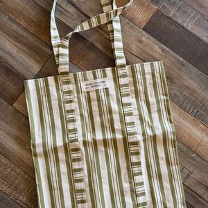 Sezane Olive and Cream Striped Tote